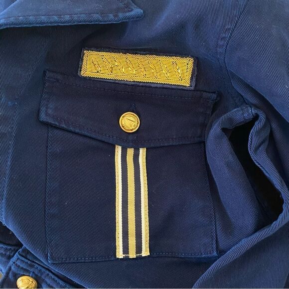 L’AGENCE Eisenhower Navy Military Crop Jacket Epaulettes Sz S NWT - Picture 8 of 12